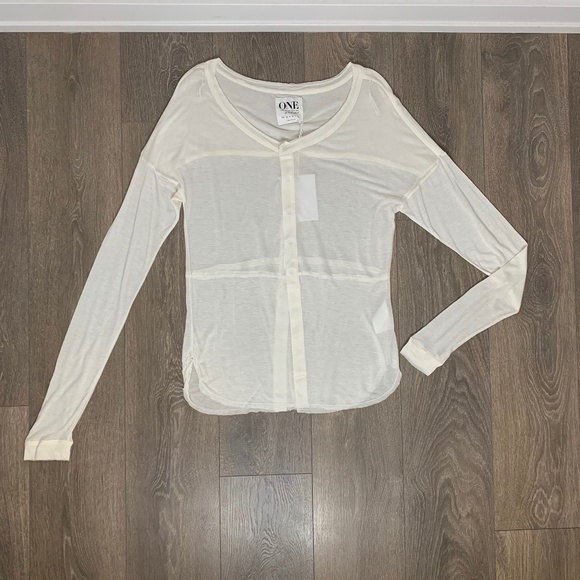 Revolve One Teaspoon Soho Fine Wool Grandpa Top Long Sleeves Ivory Size Small - Picture 5 of 16